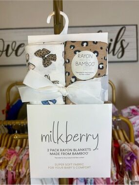 Milkberry 2-Pack Baby Rayon Bamboo Blankets - Cream & Brown
